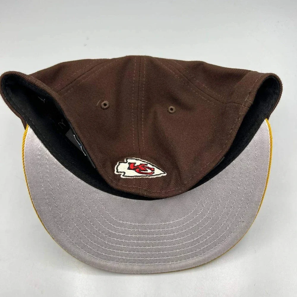 Kansas City Chiefs Hat Men 7 1/2‎ Brown Yelllow 59Fifty New Era MLB Fitted Cap